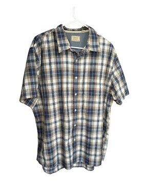 Men's Arrow Blue Jeans Co. Brand Button-Up Short Sleeve Shirt Size XL Plaid